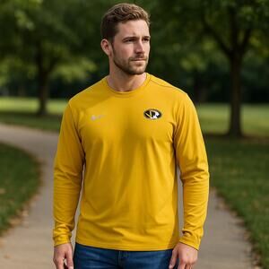 Nike Mizzou Tigers Dri-Fit Long Sleeve Shirt Yellow Men’s XL Good